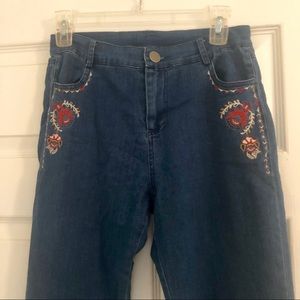 Flying tomato flair embroidered jeans!!
